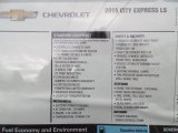 2015 Chevrolet City Express LS Window Sticker