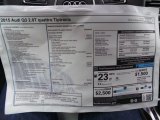 2015 Audi Q3 2.0 TFSI Prestige quattro Window Sticker