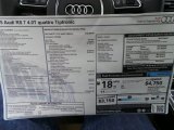 2015 Audi RS 7 4.0 TFSI quattro Window Sticker