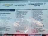 2015 Chevrolet Colorado Z71 Extended Cab 4WD Window Sticker