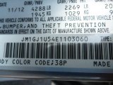 2014 MAZDA6 Color Code for Liquid Siver Metallic - Color Code: 38P
