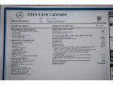 2015 Mercedes-Benz E 550 Cabriolet Window Sticker