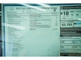 2015 Mercedes-Benz E 63 AMG S 4Matic Sedan Window Sticker