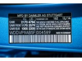 2015 B Color Code for South Seas Blue Metallic - Color Code: 162
