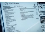 2015 Mercedes-Benz ML 350 Window Sticker