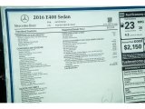 2016 Mercedes-Benz E 400 Sedan Window Sticker
