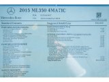 2015 Mercedes-Benz ML 350 4Matic Window Sticker