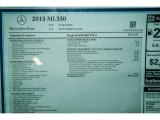 2015 Mercedes-Benz ML 350 Window Sticker