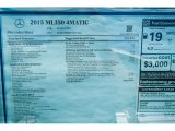 2015 Mercedes-Benz ML 350 4Matic Window Sticker