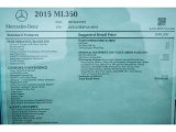 2015 Mercedes-Benz ML 350 Window Sticker