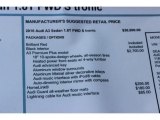 2016 Audi A3 1.8 Premium Plus Window Sticker