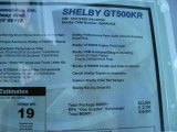 2009 Ford Mustang Shelby GT500KR Coupe Window Sticker