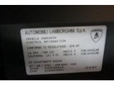 2015 Lamborghini Aventador LP700-4 Pirelli Edition Info Tag
