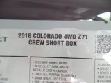 2016 Chevrolet Colorado Z71 Crew Cab 4x4 Window Sticker