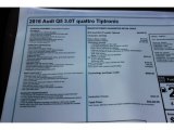 2016 Audi Q5 3.0 TFSI Premium Plus quattro Window Sticker