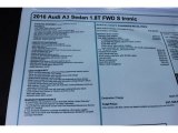 2016 Audi A3 1.8 Premium Window Sticker