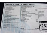 2015 Audi A5 Premium Plus quattro Coupe Window Sticker