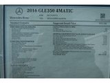 2016 Mercedes-Benz GLE 350 4Matic Window Sticker