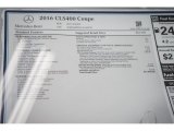 2016 Mercedes-Benz CLS 400 Coupe Window Sticker
