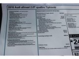 2016 Audi allroad Premium Plus quattro Window Sticker