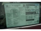 2016 Nissan Maxima Platinum Window Sticker