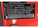 2016 Porsche 911 Turbo S Coupe Info Tag