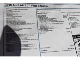 2016 Audi A6 2.0 TFSI Premium Plus Window Sticker