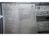2016 Mercedes-Benz S 550 Sedan Window Sticker