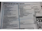 2016 Audi Q3 2.0 TSFI Prestige Window Sticker