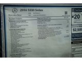 2016 Mercedes-Benz S 550 Sedan Window Sticker
