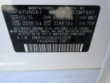 2016 Azera Color Code for Diamond White Pearl - Color Code: WW7