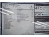 2016 Mercedes-Benz C 300 Sedan Window Sticker