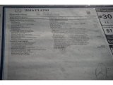 2016 Mercedes-Benz CLA 250 Window Sticker