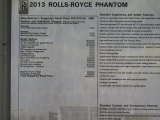 2013 Rolls-Royce Phantom Sedan Window Sticker