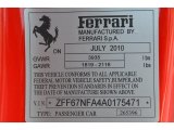 2010 Ferrari 458 Italia Info Tag