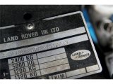 1988 Land Rover Defender 90 Hardtop Info Tag