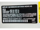 2016 4 Series Color Code for Mineral White Metallic - Color Code: A96
