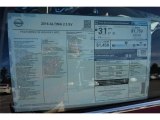 2016 Nissan Altima 2.5 SV Window Sticker