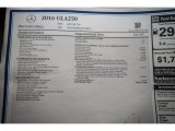 2016 Mercedes-Benz GLA 250 Window Sticker