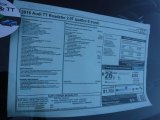 2016 Audi TT 2.0T quattro Roadster Window Sticker