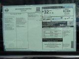 2016 Nissan Sentra S Window Sticker