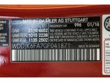 2016 SL Color Code for designo Cardinal Red Metallic - Color Code: 996