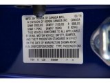2016 Civic Color Code for Aegean Blue Metallic - Color Code: B593M