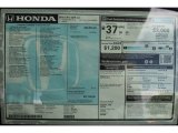 2016 Honda CR-Z LX Window Sticker