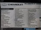 2013 Chevrolet Corvette 427 Convertible Collector Edition Window Sticker