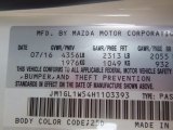 2017 Mazda6 Color Code for Snowflake White Pearl Mica - Color Code: 25D