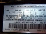 2017 Mazda6 Color Code for Jet Black Mica - Color Code: 41W
