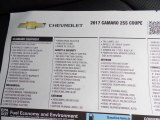 2017 Chevrolet Camaro SS Coupe Window Sticker