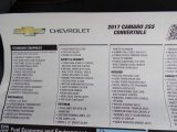 2017 Chevrolet Camaro SS Convertible 50th Anniversary Window Sticker