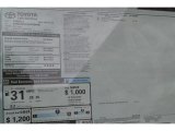 2017 Toyota Corolla 50th Anniversary Special Edition Window Sticker